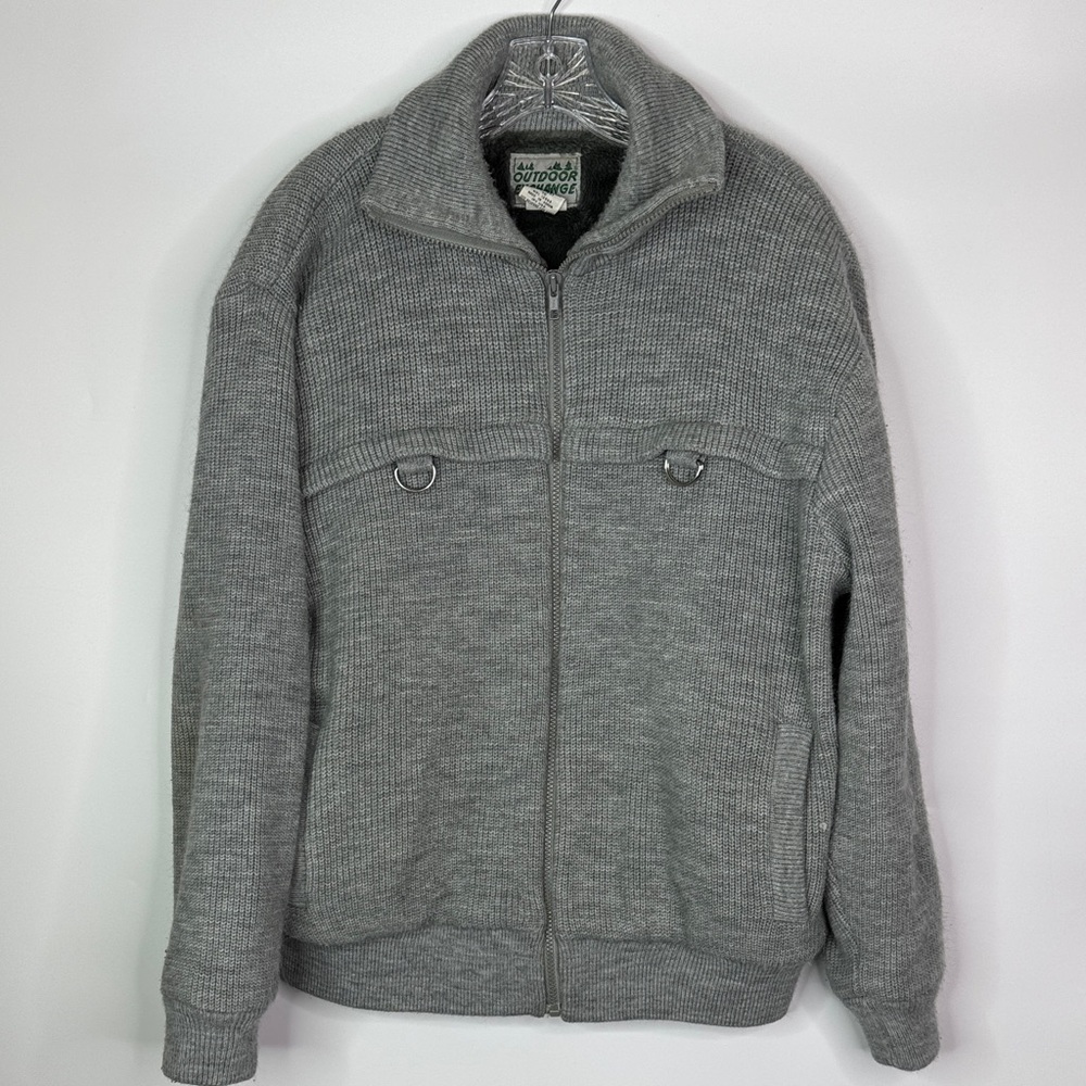 Vintage Outdoor Exchange Gray Thick Fleece Lined Full Zip Sweatshirt Size Large